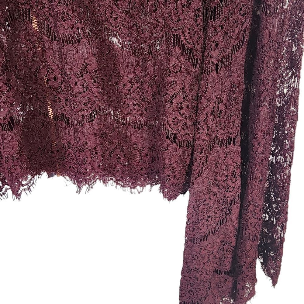 Gilbert Do+be Plum Bell Plum Sheer Sleeve Lace Top - Picture 4 of 9